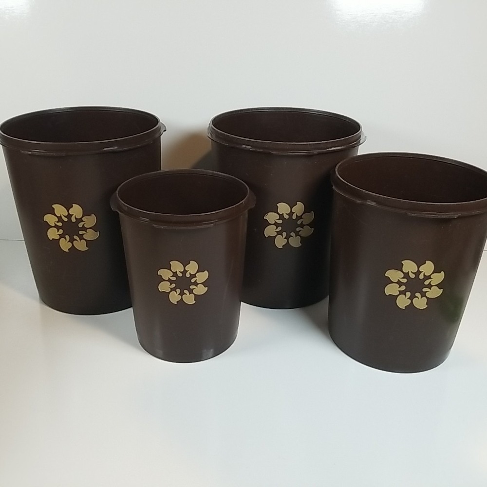 Vintage Tupperware Nesting Canister Set Brown See Of 4 No Lids